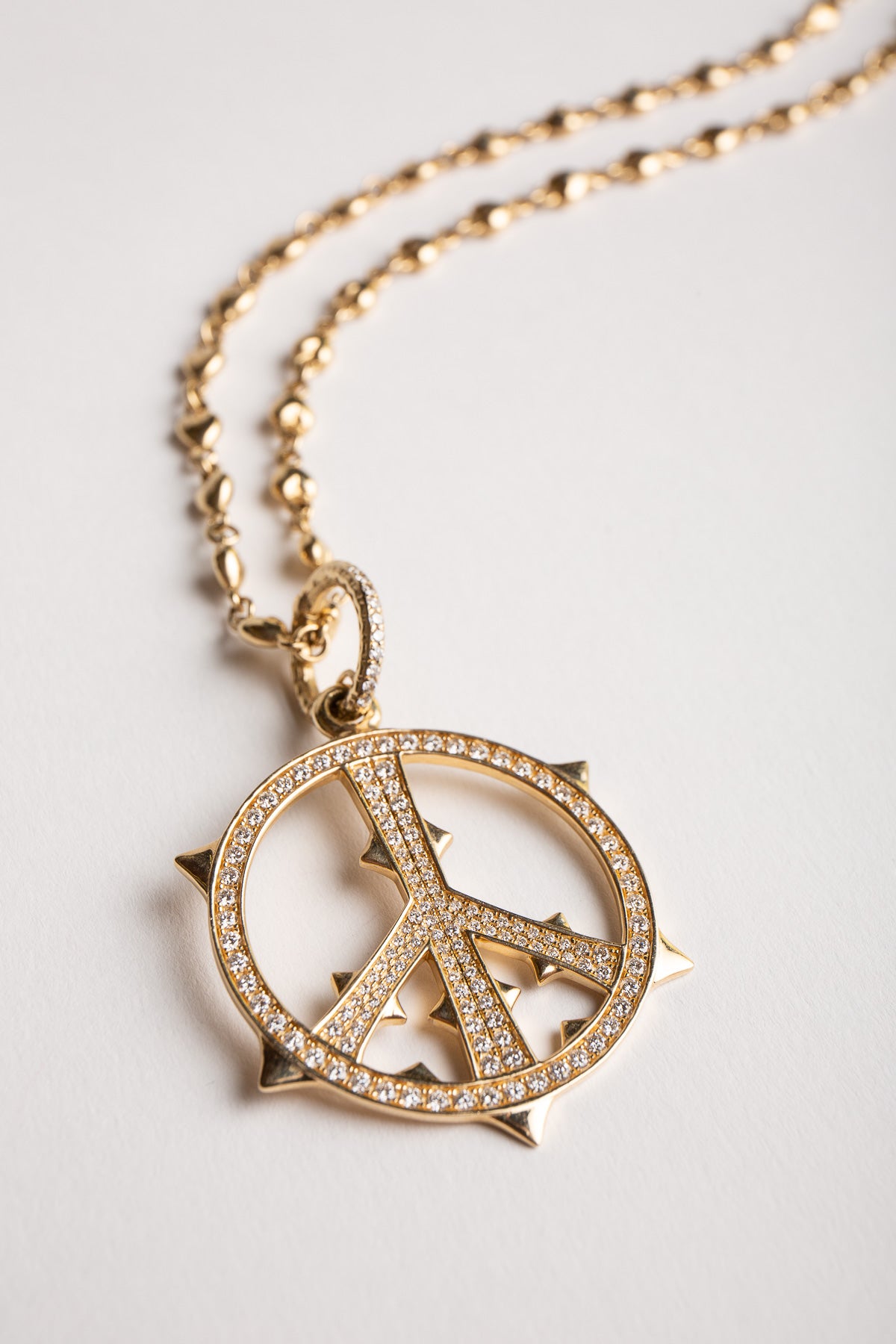 LOREE RODKIN | PAVE DIAMOND MEDIUM PEACE SIGN PENDANT - MAXFIELD LA