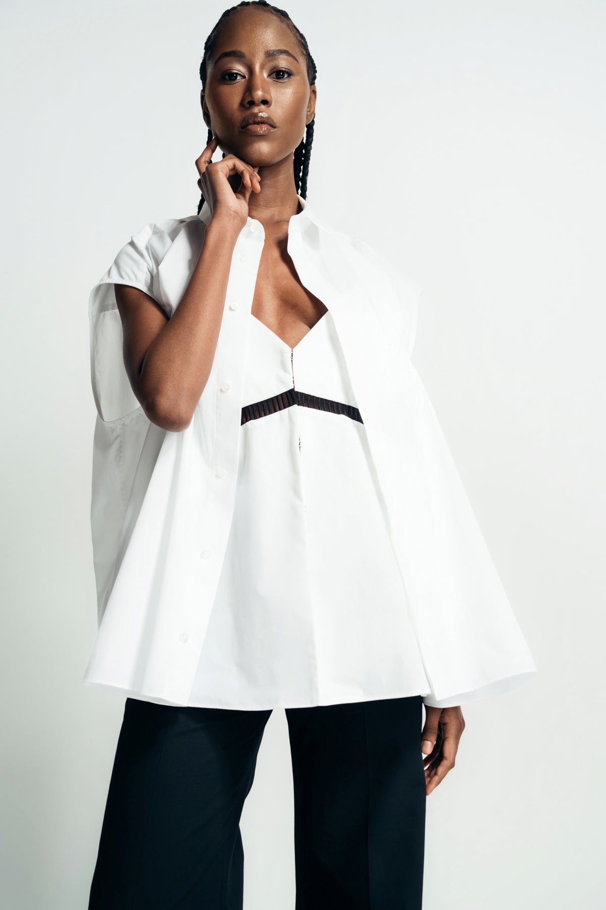 SACAI | POPLIN SHORT SLEEVE SHIRT - MAXFIELD LA
