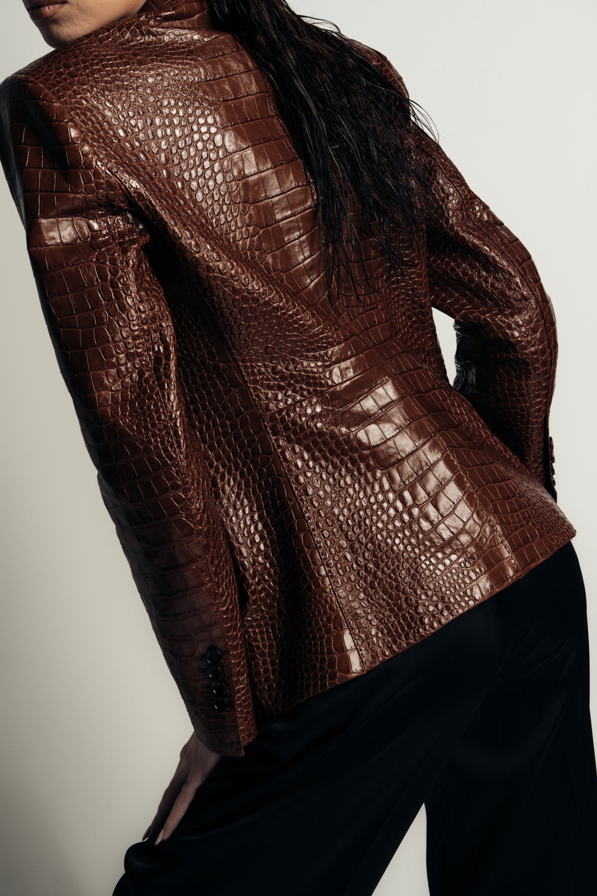 TOM FORD | CROCO EMBOSSED LAMB LEATHER "THE JACQUETTA" JACKET