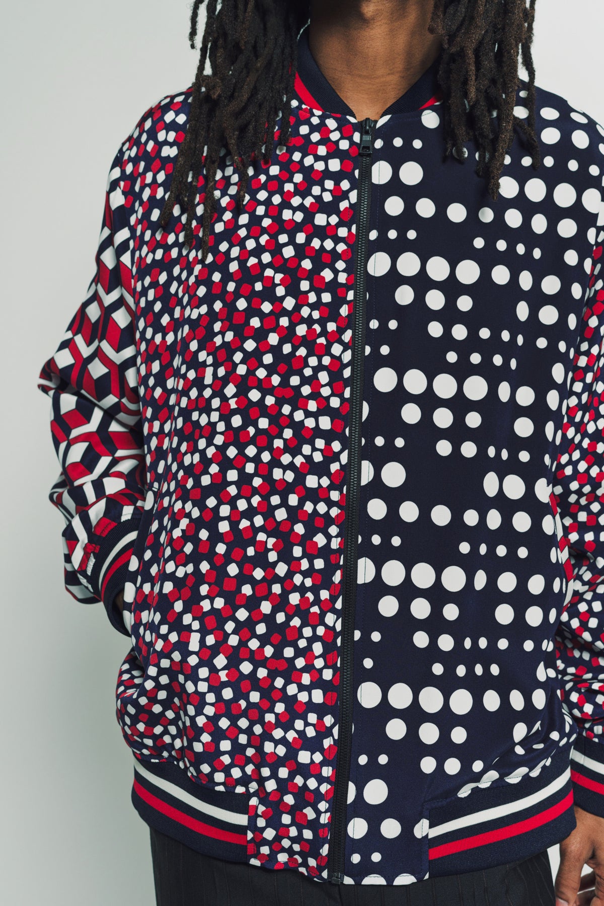 LIBERTINE | ‘RED WHITE AND BLUE MASH UP’ BOMBER JACKET - MAXFIELD LA