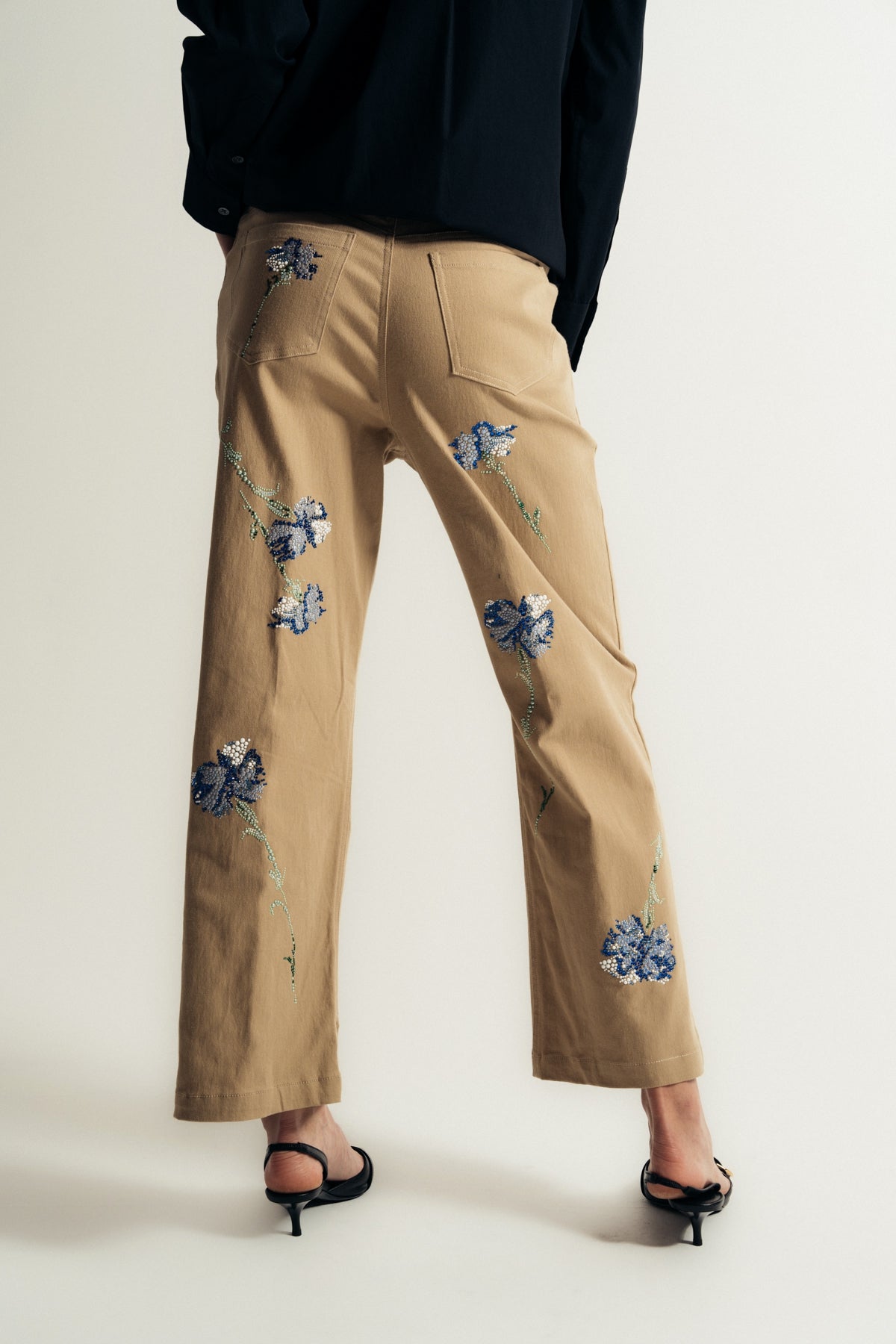 LIBERTINE | ‘CECIL BEATON BLUE CARNATION’ CROPPED WIDE LEG PANTS - MAXFIELD LA