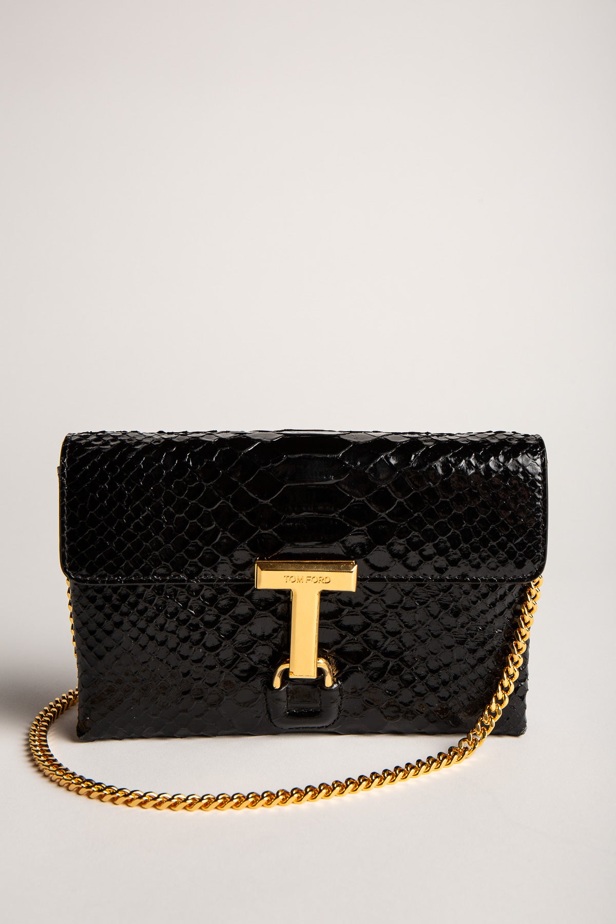 TOM FORD | GLOSSY STAMPED PYTHON LEATHER MONARCH MINI BAG - MAXFIELD LA