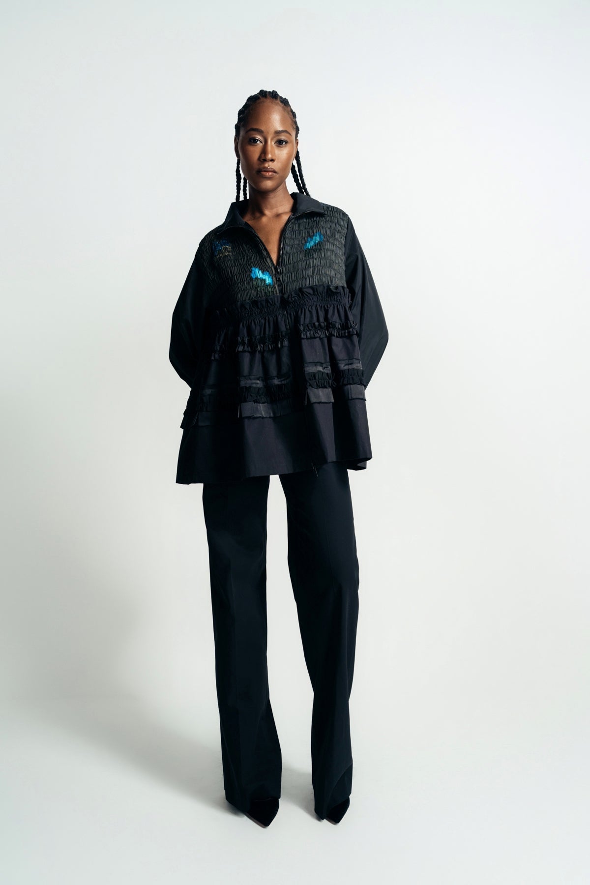 CAROLINE HU | BLUE FLOWERS SMOKING JACKET - MAXFIELD LA