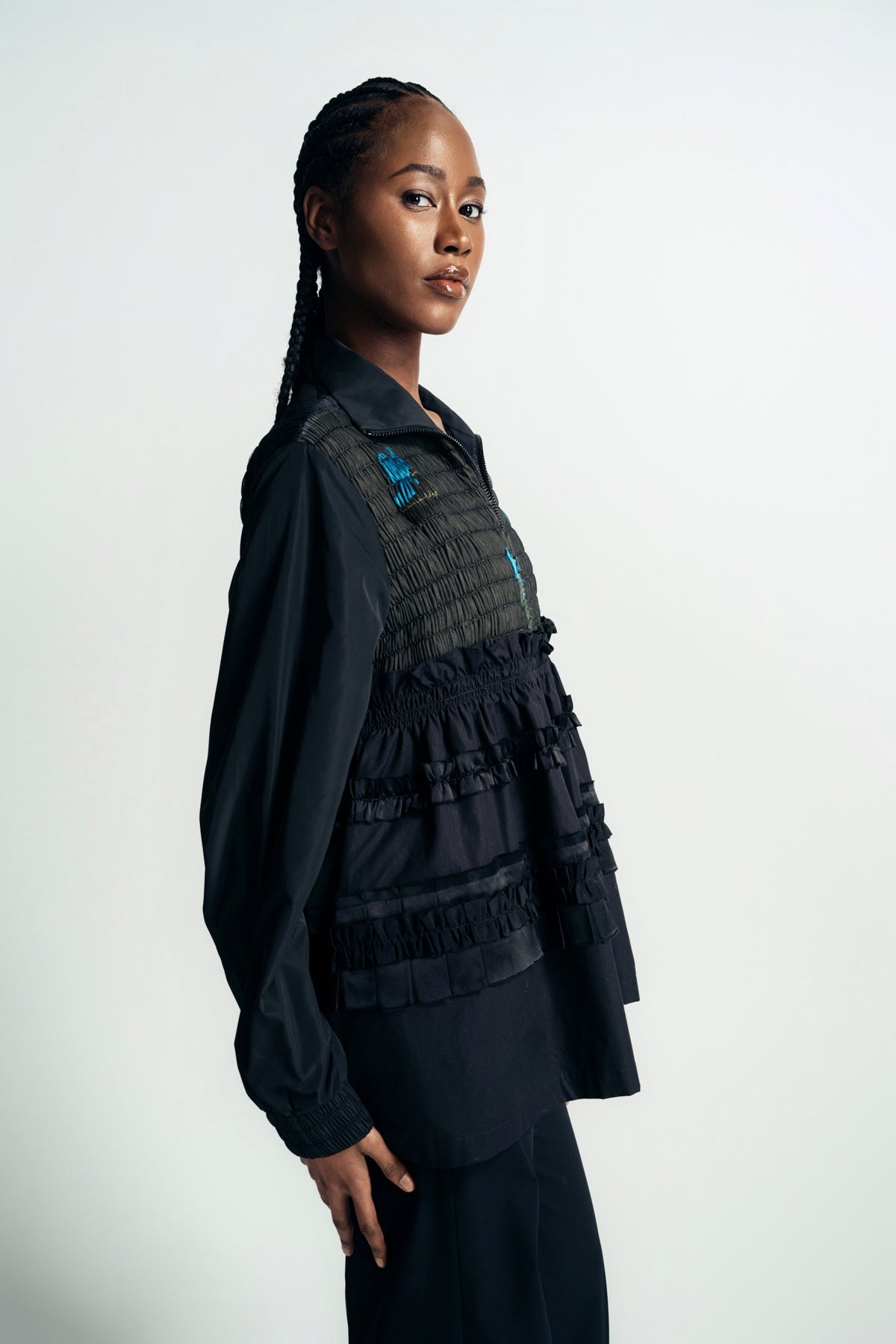 CAROLINE HU | BLUE FLOWERS SMOKING JACKET - MAXFIELD LA