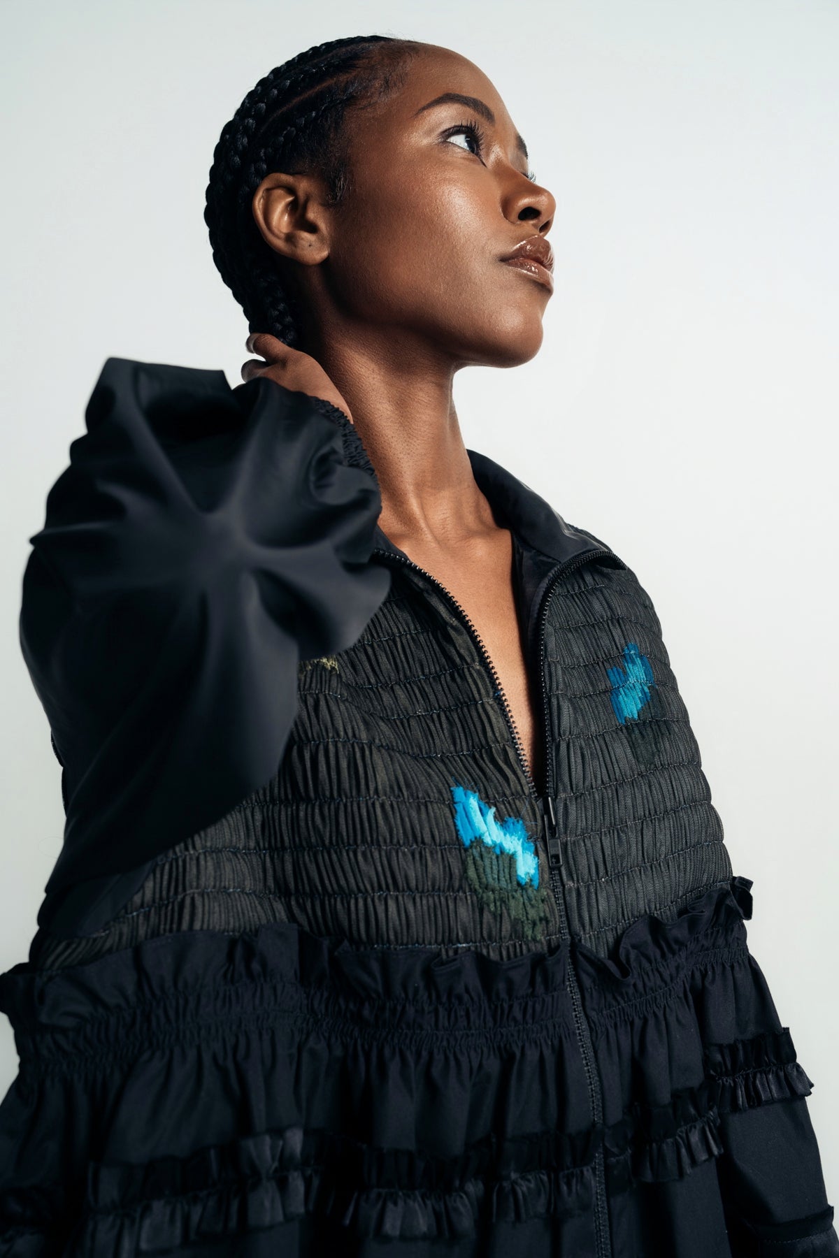 CAROLINE HU | BLUE FLOWERS SMOKING JACKET