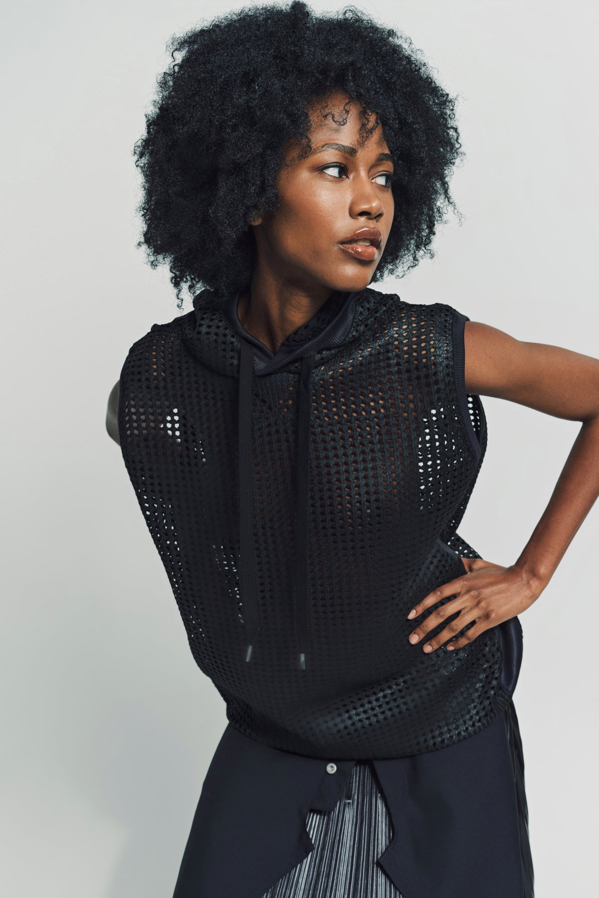 JUNYA WATANABE | SLEEVELESS MESH HOODIE - MAXFIELD LA