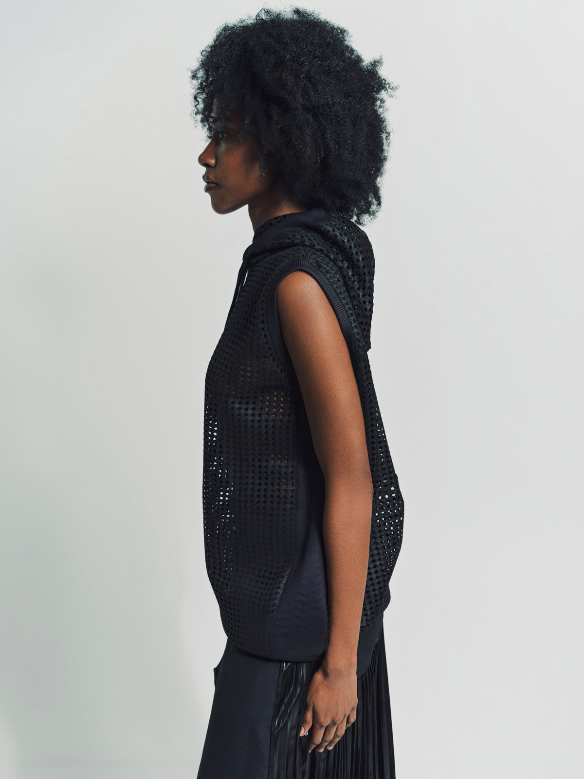 JUNYA WATANABE メッシュ ブラック タンクトップ M JUNYA WATANABE | SLEEVELESS MESH HOODIE