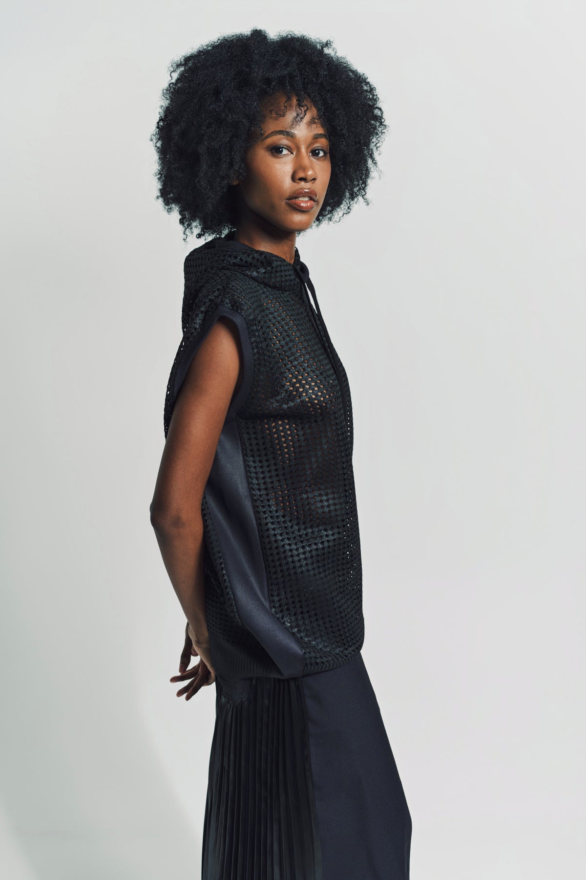JUNYA WATANABE | SLEEVELESS MESH HOODIE - MAXFIELD LA