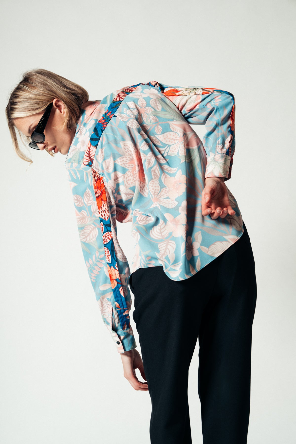 COMME DES GARCONS | FLORAL GEORGETTE LONG SLEEVE SHIRT - MAXFIELD LA
