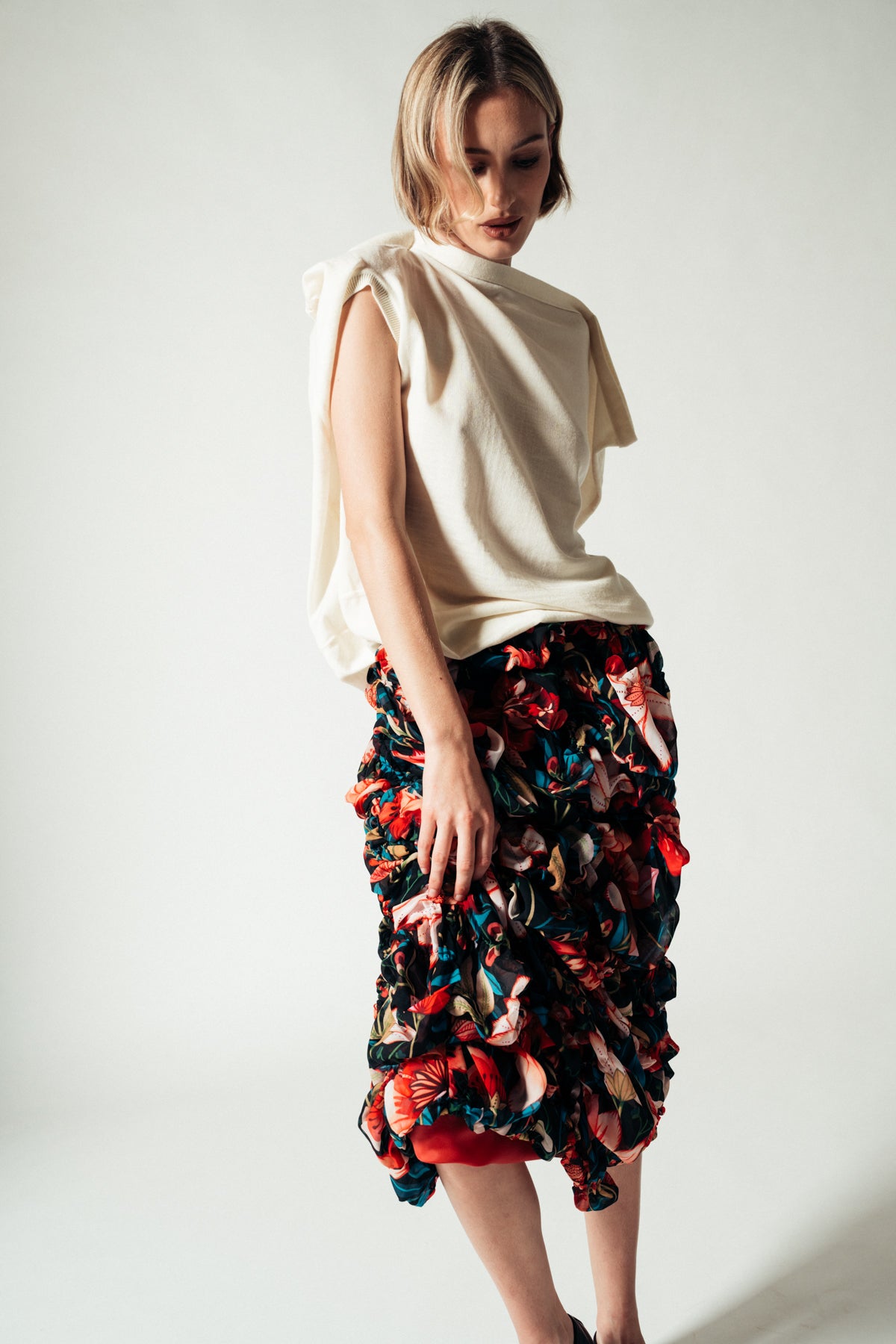 COMME DES GARCONS | FLORAL CHIFFON SKIRT - MAXFIELD LA