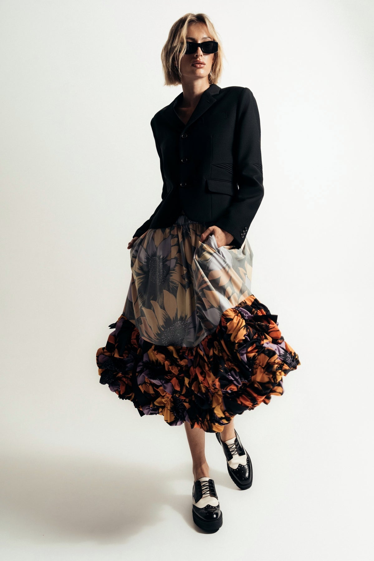 COMME DES GARCONS | FLORAL CREPE SKIRT - MAXFIELD LA