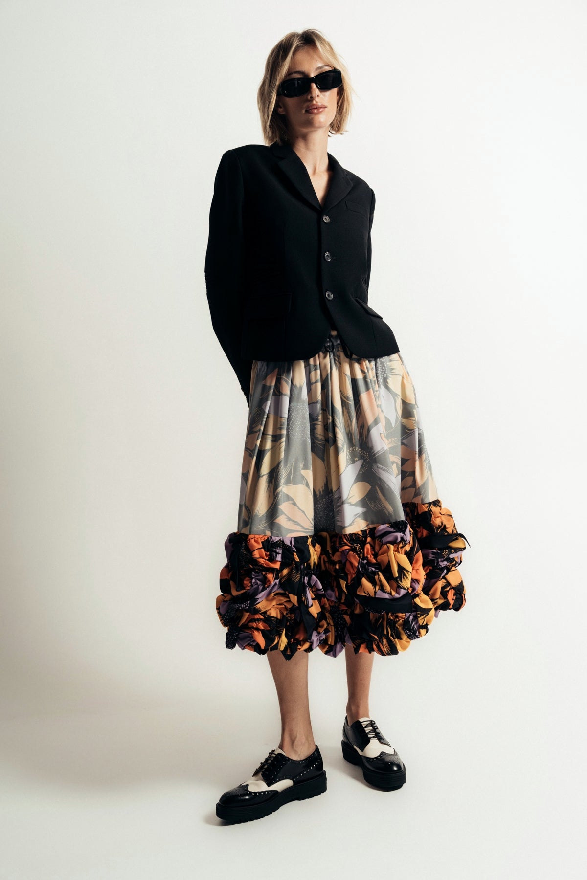 COMME DES GARCONS | FLORAL CREPE SKIRT