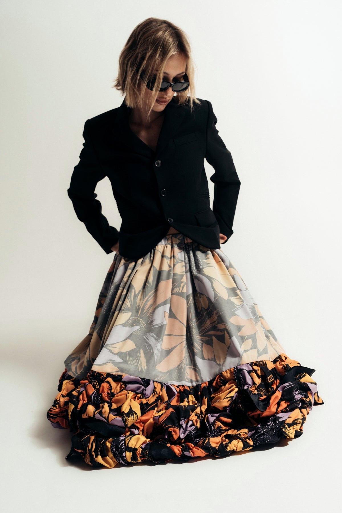 COMME DES GARCONS | FLORAL CREPE SKIRT - MAXFIELD LA