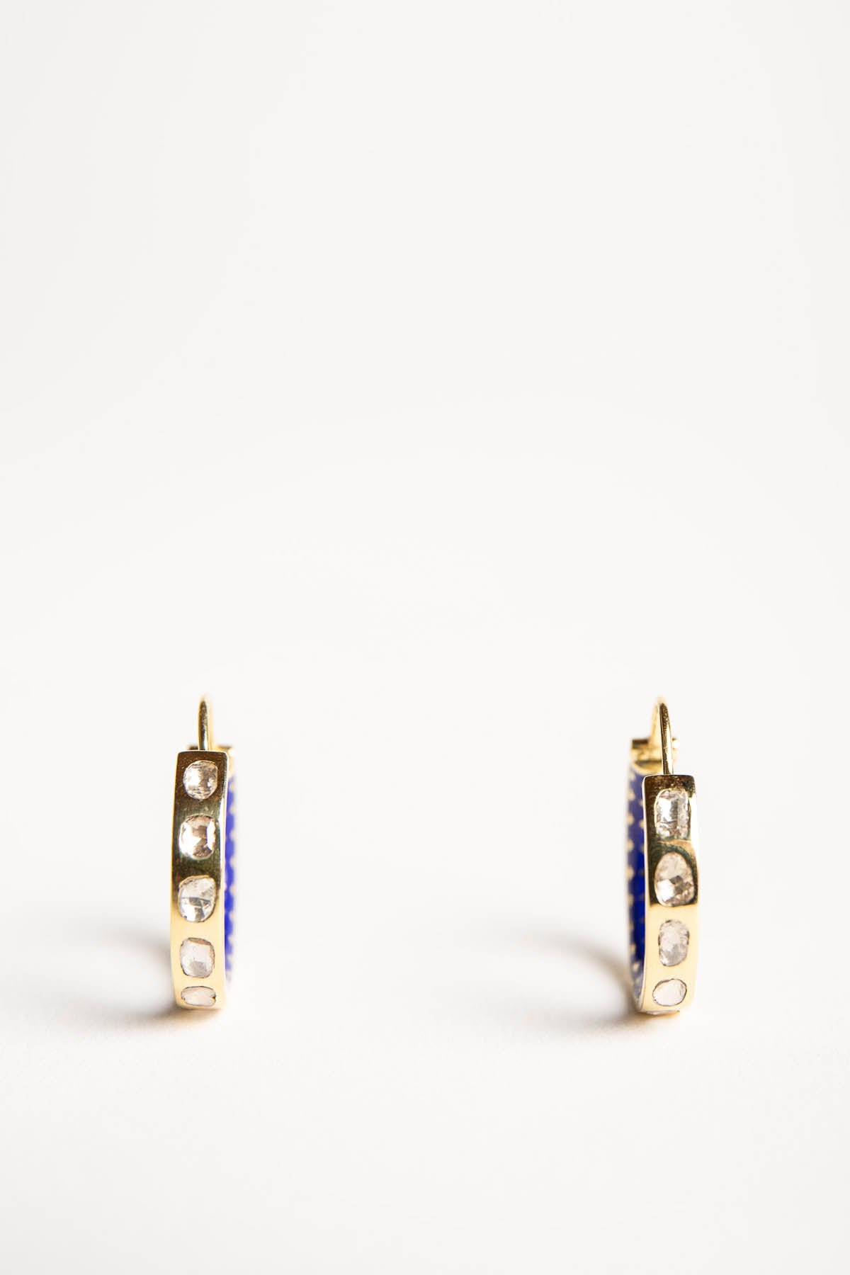 AMRAPALI LONDON | 18K YELLOW GOLD ENAMEL DIAMOND HOOP EARRINGS - MAXFIELD LA