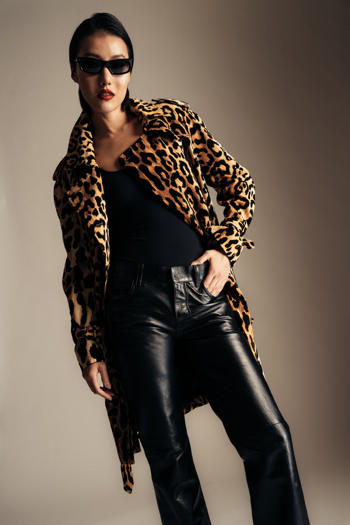 LIBERTINE | VELVET LEOPARD TRENCH WITH CRYSTALS