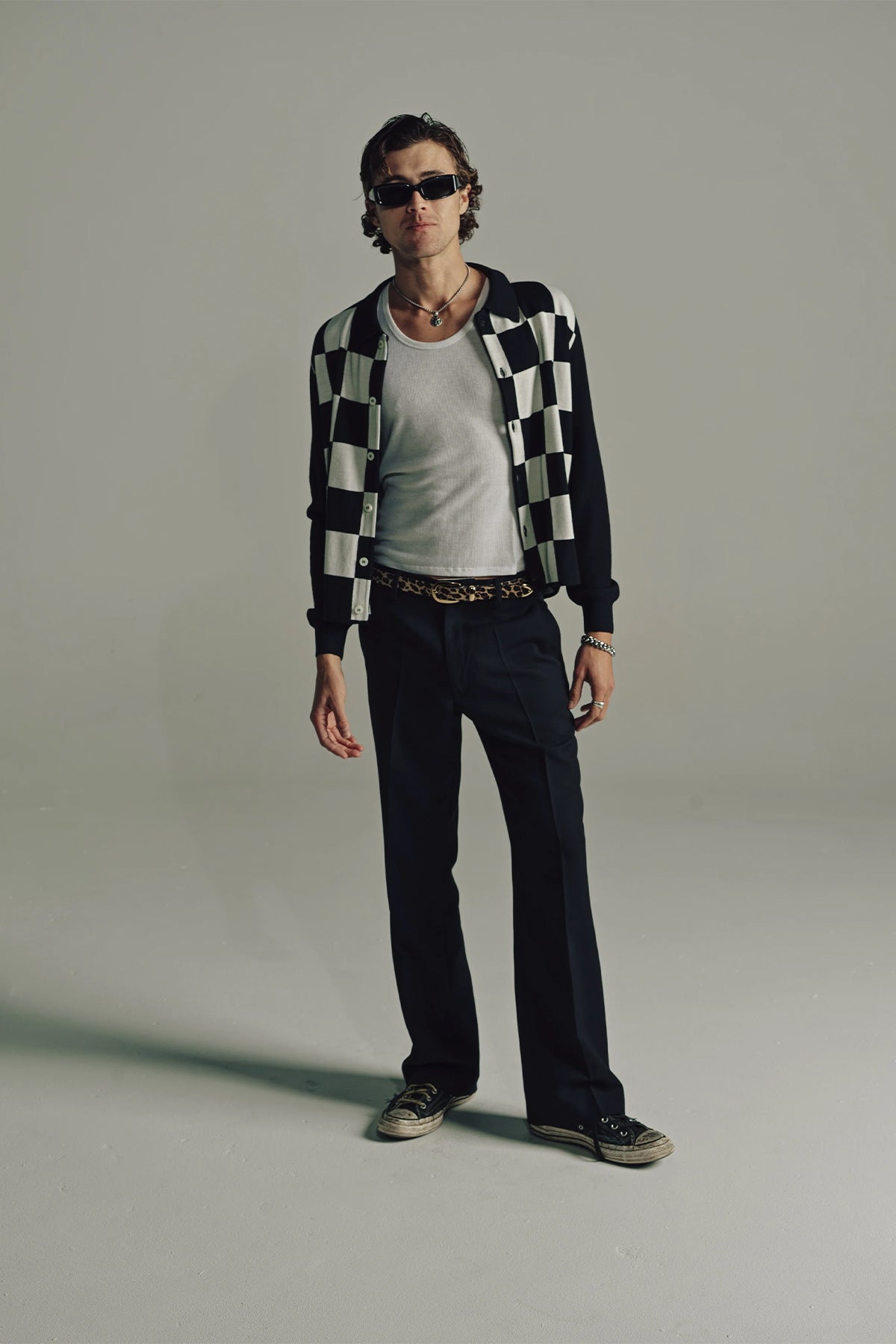 SECOND/LAYER | CHECKERED BUTTON UP KNIT