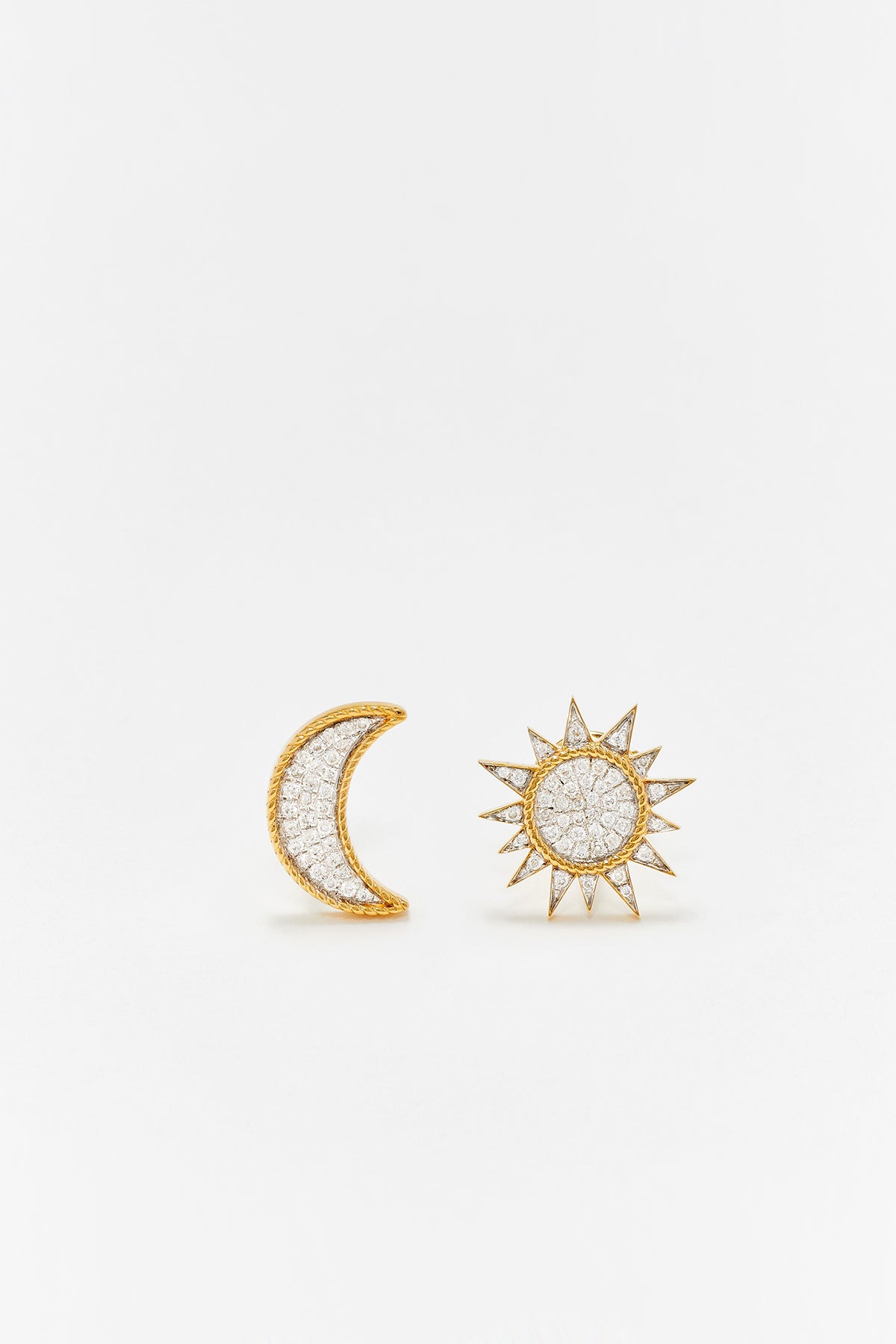 YVONNE LÉON | DIAMOND MOON & SUN EARRINGS - MAXFIELD LA