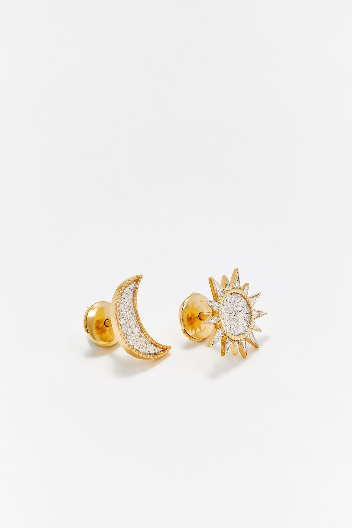 YVONNE LÉON | DIAMOND MOON & SUN EARRINGS - MAXFIELD LA
