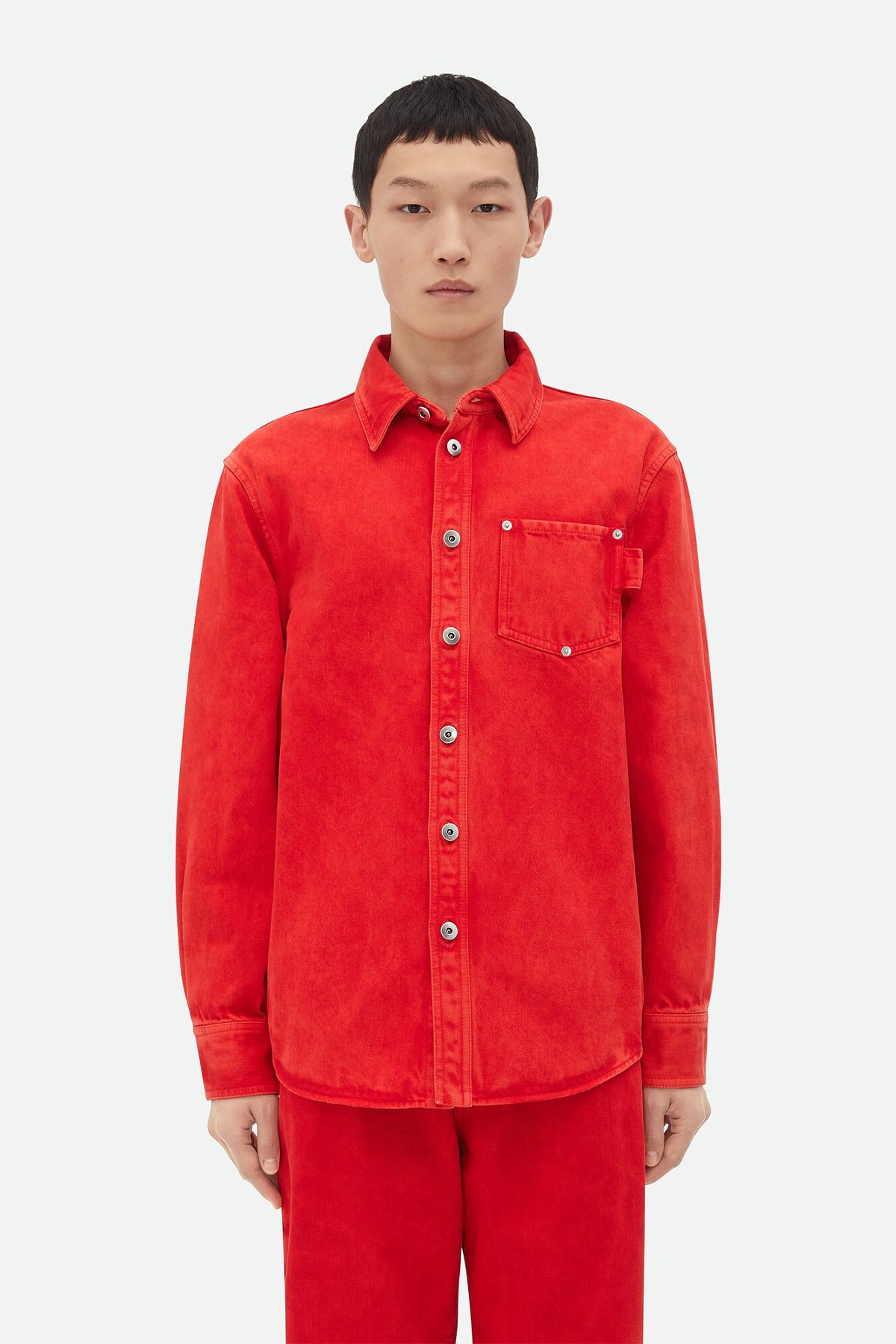 BOTTEGA VENETA | FADED COLOUR WASHED DENIM SHIRT - MAXFIELD LA