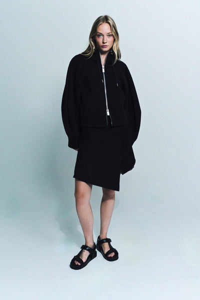 スカート SACAI Black Wool Skirt 318135-40902-SACAI-CHALK-