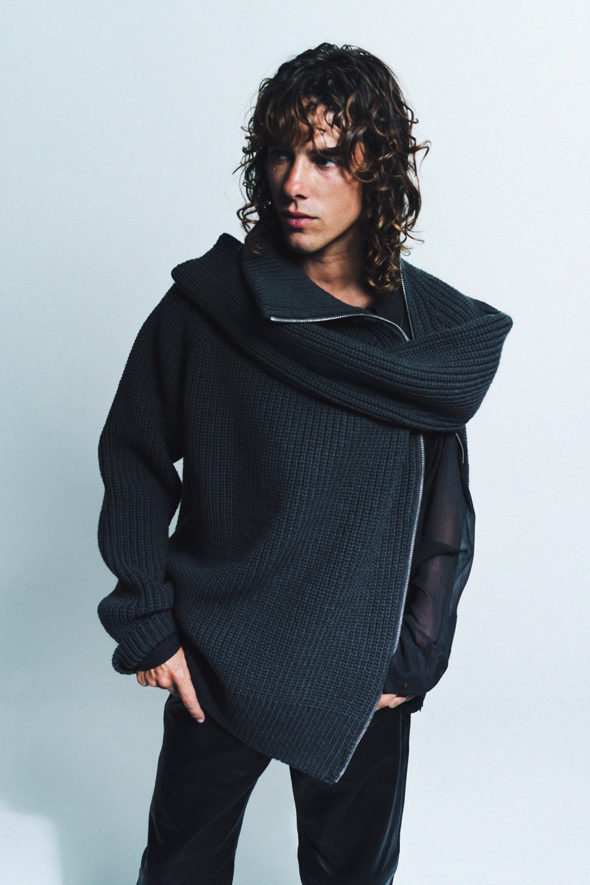 DRIES VAN NOTEN | ZIPPED TURTLENECK SWEATER - MAXFIELD LA