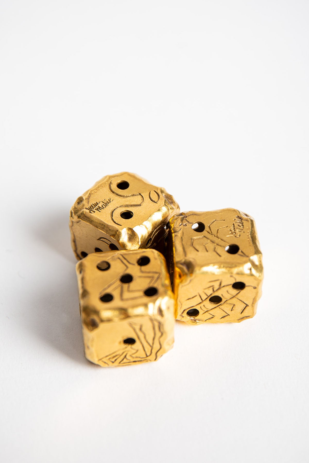CARTIER | VINTAGE GOLD JEAN MAHIE DICE, SET OF 3