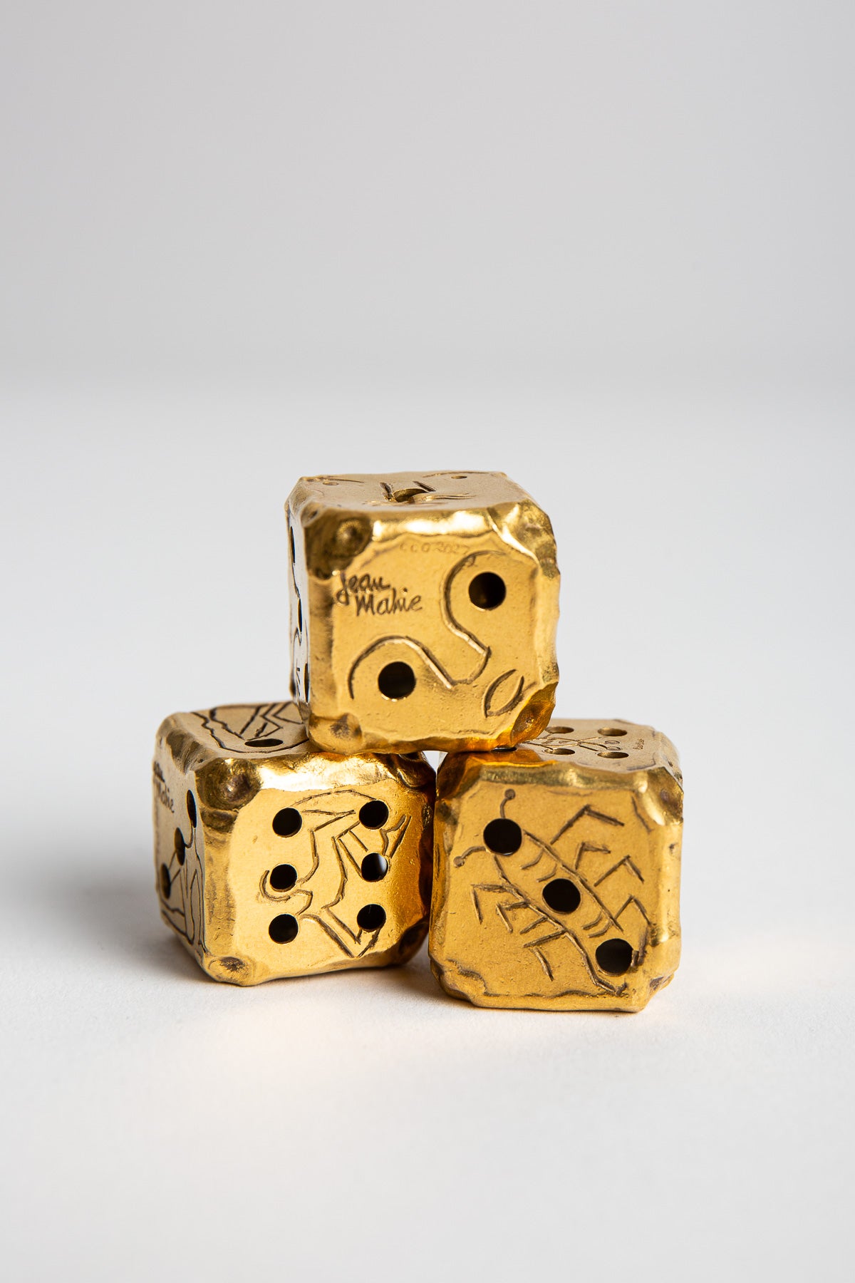CARTIER | VINTAGE GOLD JEAN MAHIE DICE, SET OF 3