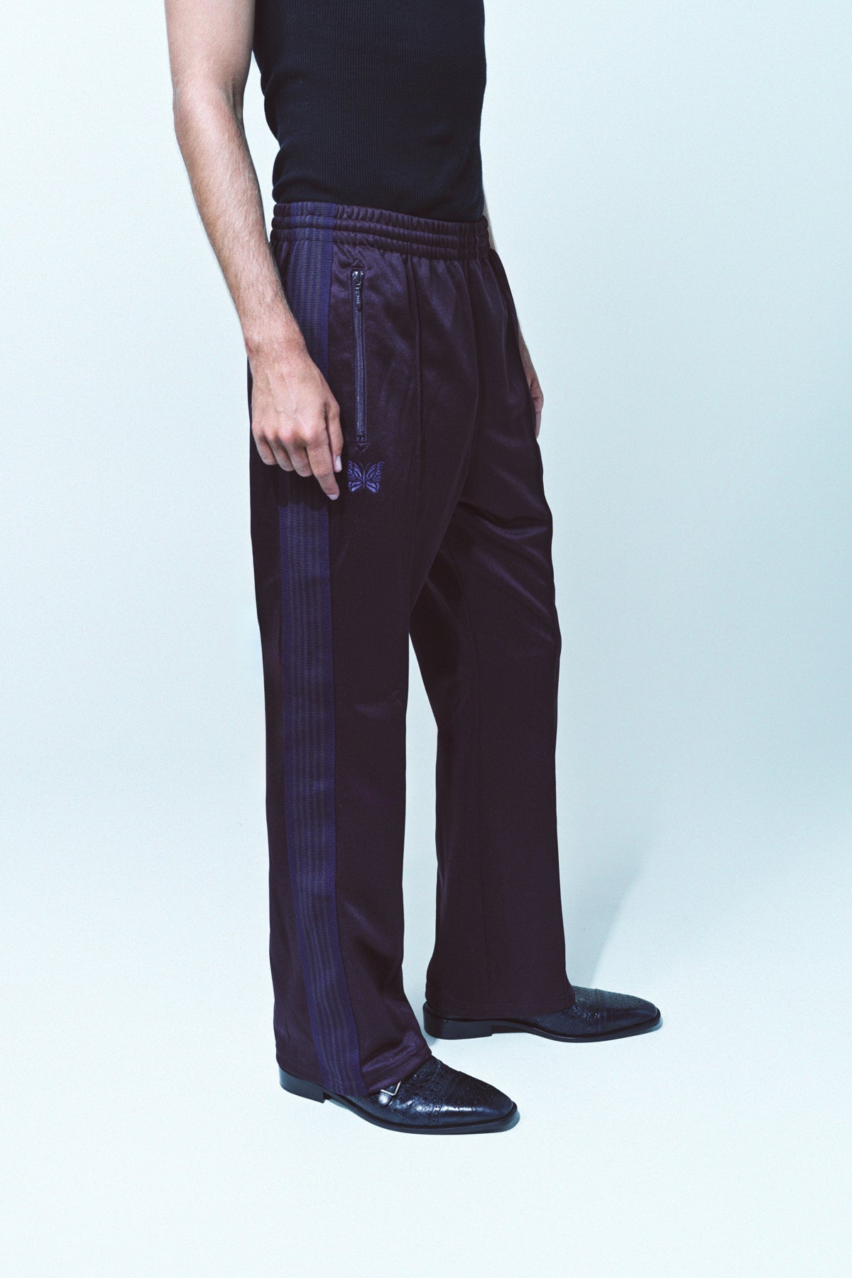 パンツ Needles track pants bootscut Needles Boot-Cut Track Pants C/PE Velour - Black – Totem