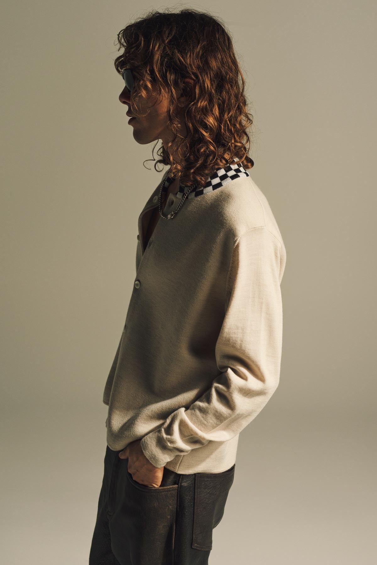 SECOND/LAYER | CHECK COLLAR SWEATER - MAXFIELD LA