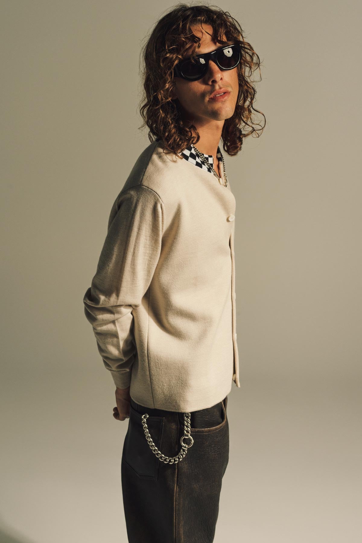 SECOND/LAYER | CHECK COLLAR SWEATER - MAXFIELD LA