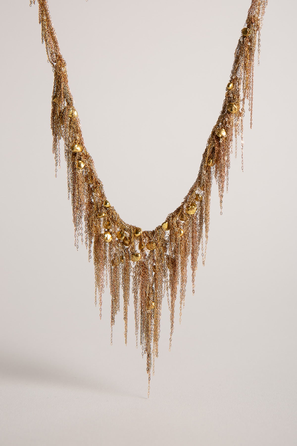 MARTIN BERNSTEIN | GOLD BEADED V NECKLACE