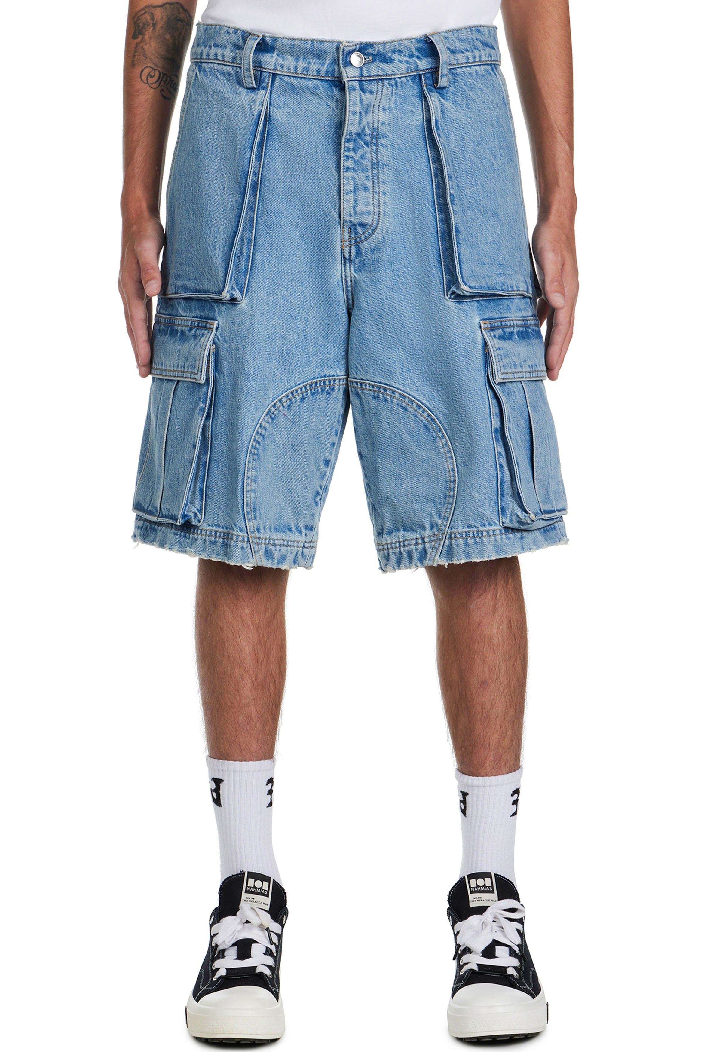 NAHMIAS | DENIM LOGO CARGO SHORTS - MAXFIELD LA