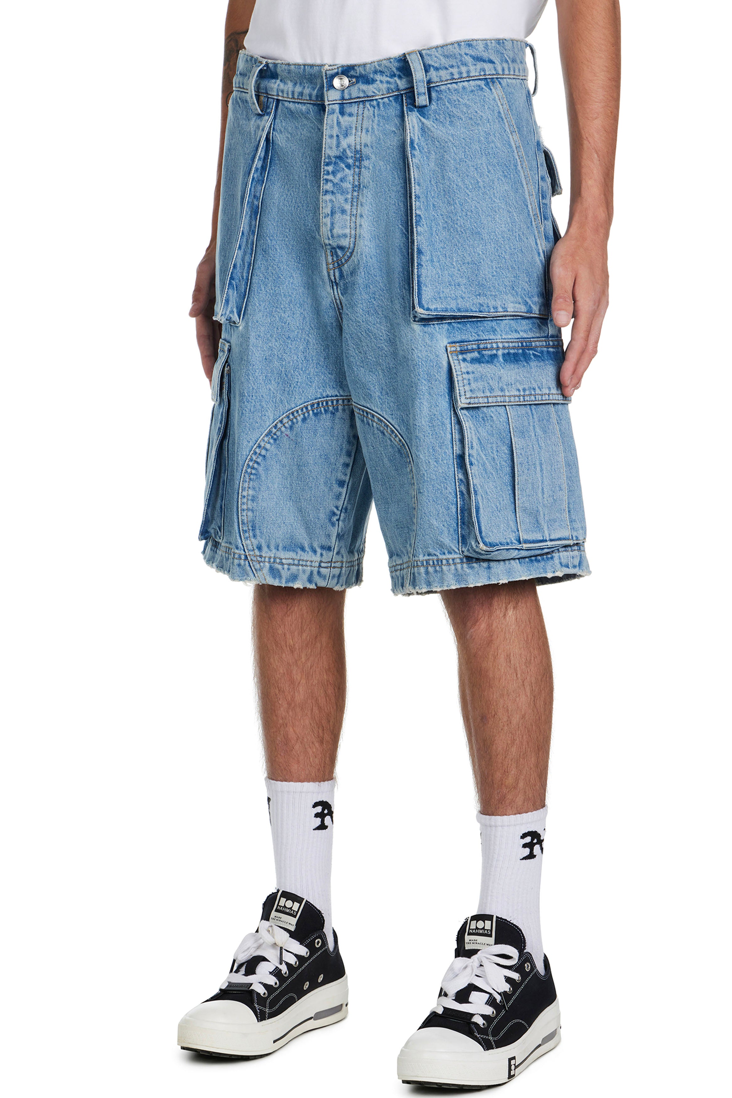 NAHMIAS | DENIM LOGO CARGO SHORTS - MAXFIELD LA