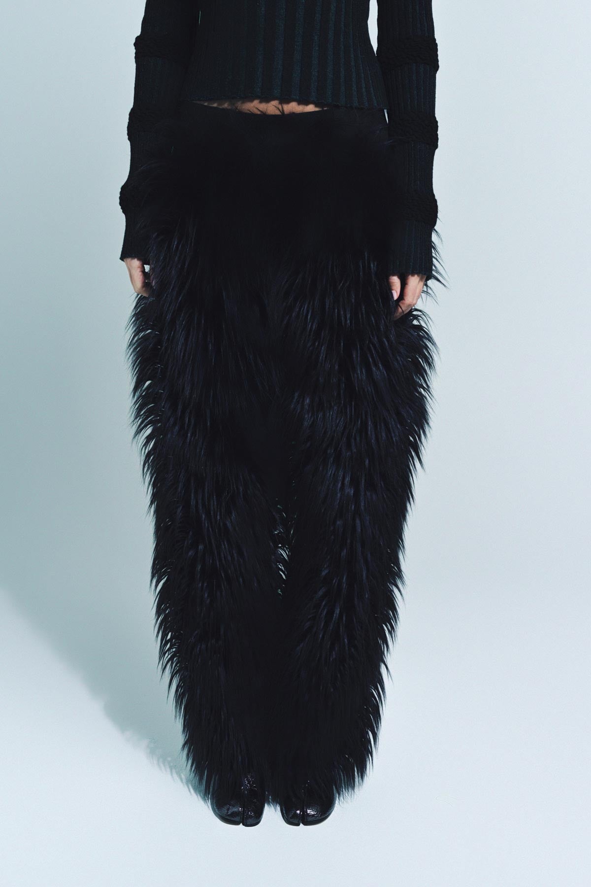 PAULA CANOVAS DEL VAS | FAUX FUR DENIM TROUSERS - MAXFIELD LA