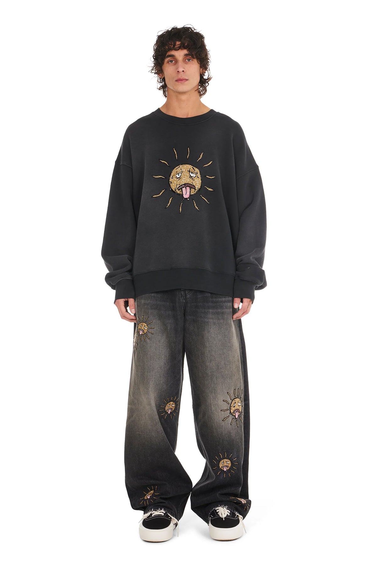 NAHMIAS | BEADED SUN WIDE JEANS - MAXFIELD LA