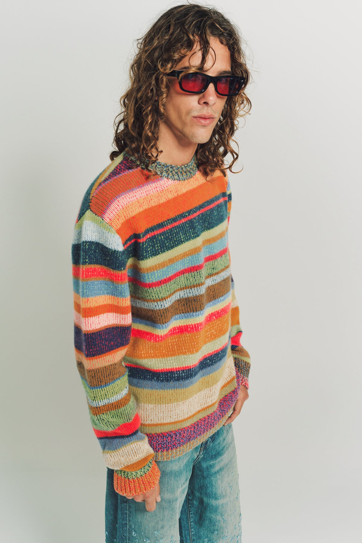 THE ELDER STATESMAN | STRIPE SUPER SOFT CREW - MAXFIELD LA
