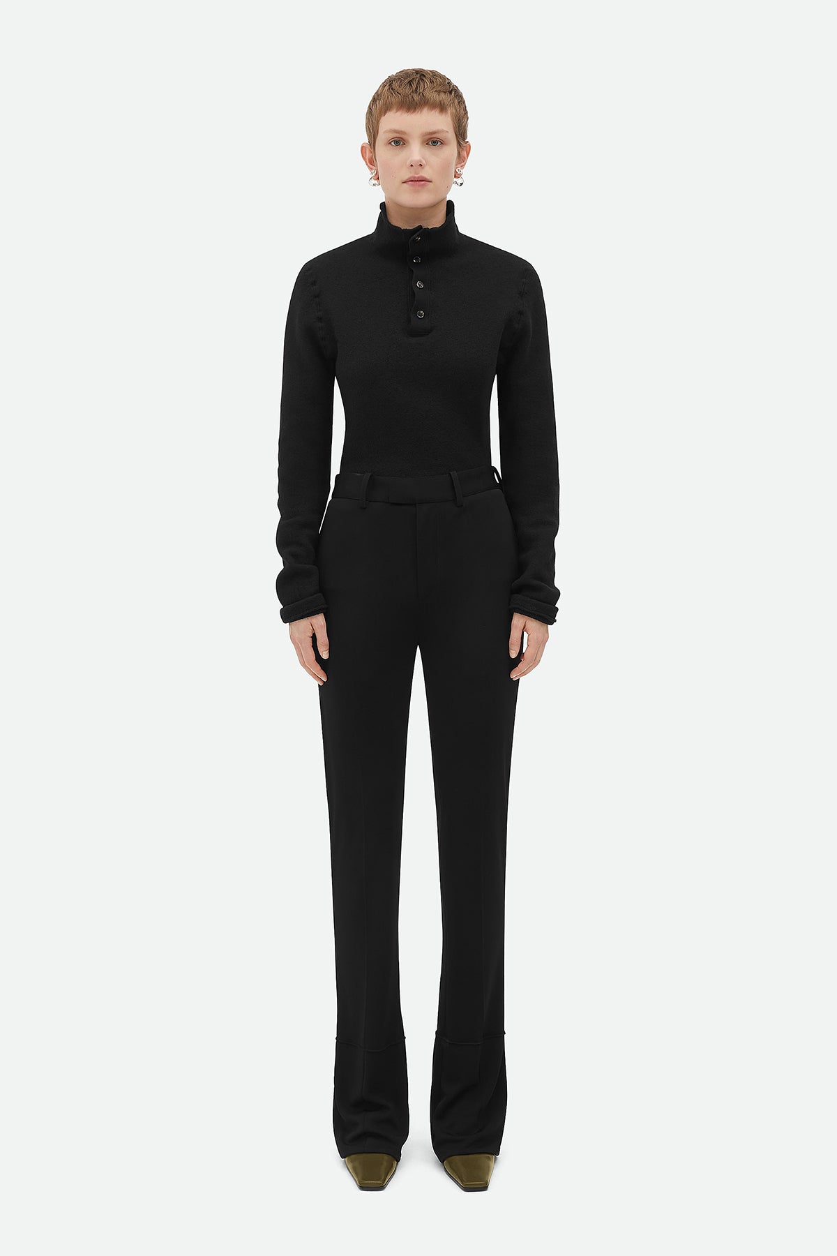 BOTTEGA VENETA | MATT VISCOSE JERSEY FLARED TROUSERS - MAXFIELD LA
