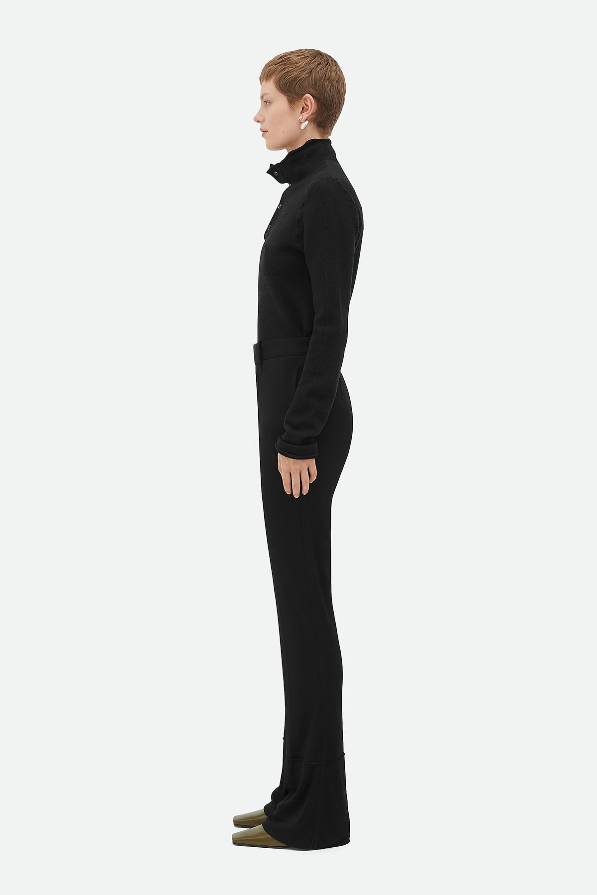BOTTEGA VENETA | MATT VISCOSE JERSEY FLARED TROUSERS - MAXFIELD LA