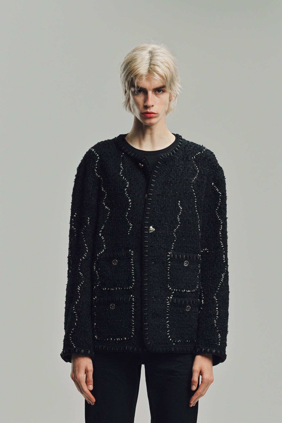 ジャケット・アウター readymade tweed shirt jacket vintage 2 R13 // Black & Gold Tweed Slouch Jacket – VSP Consignment