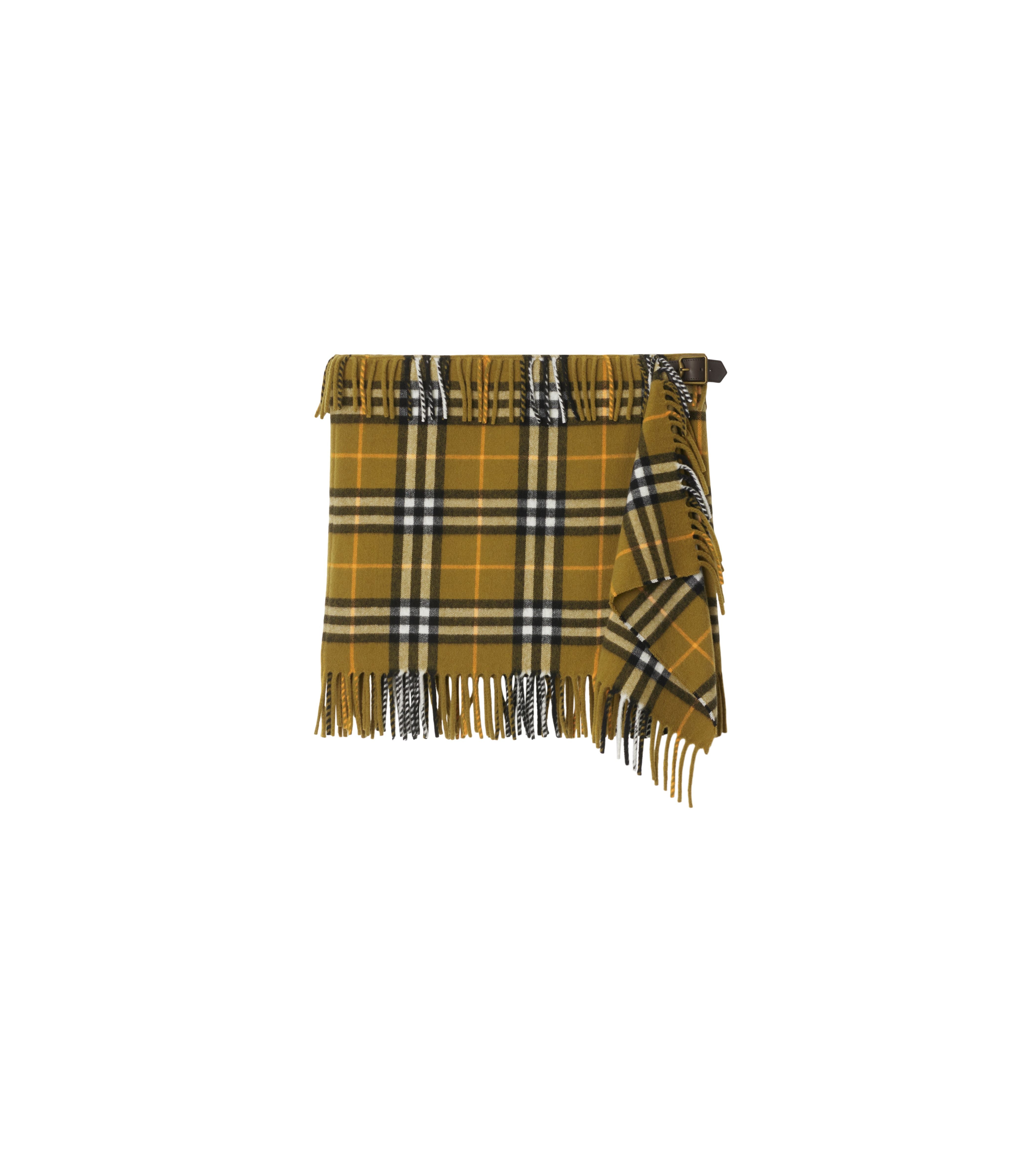 BURBERRY | CHECK WOOL CASHMERE SCARF SKIRT - MAXFIELD LA