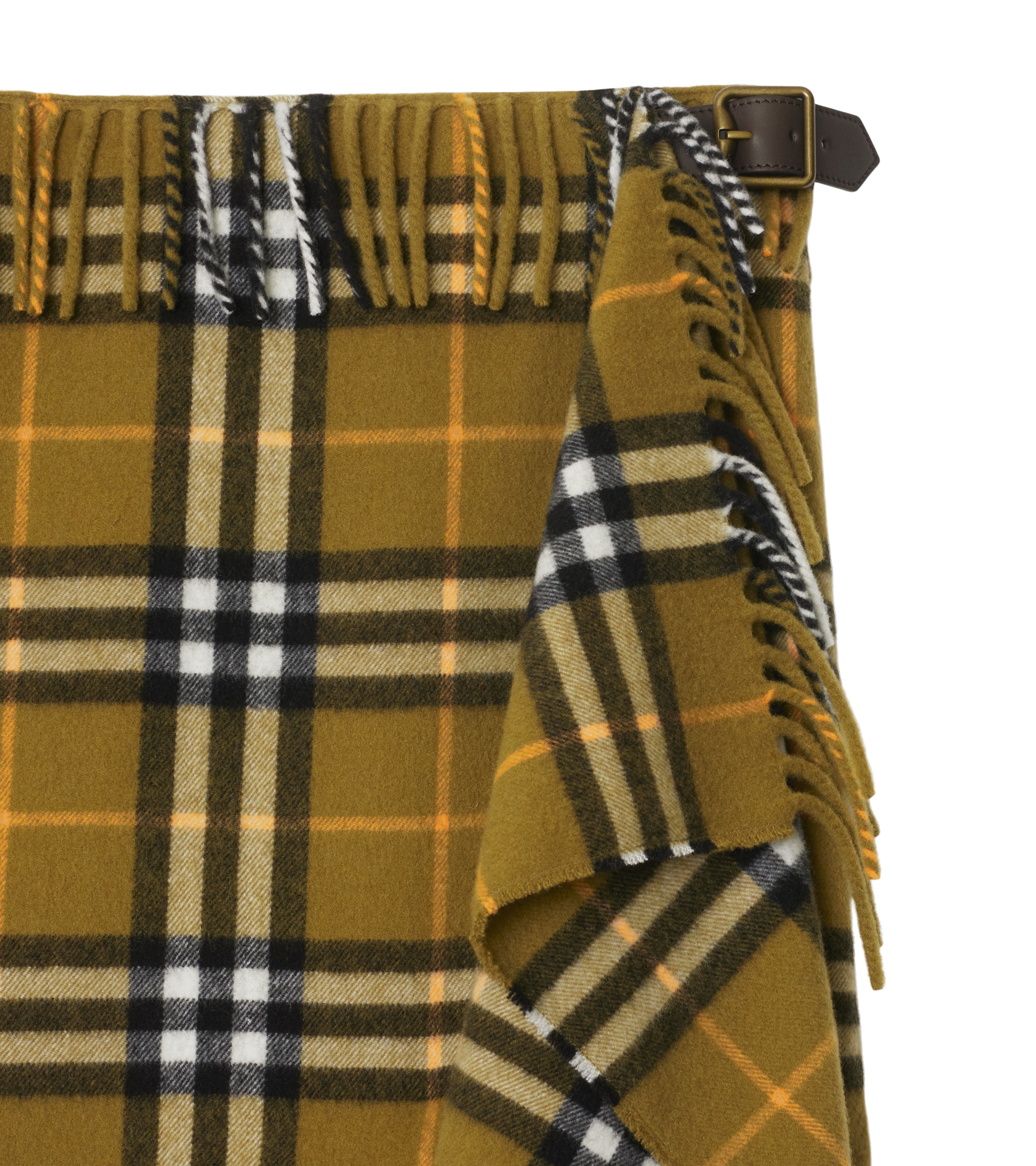 BURBERRY | CHECK WOOL CASHMERE SCARF SKIRT - MAXFIELD LA