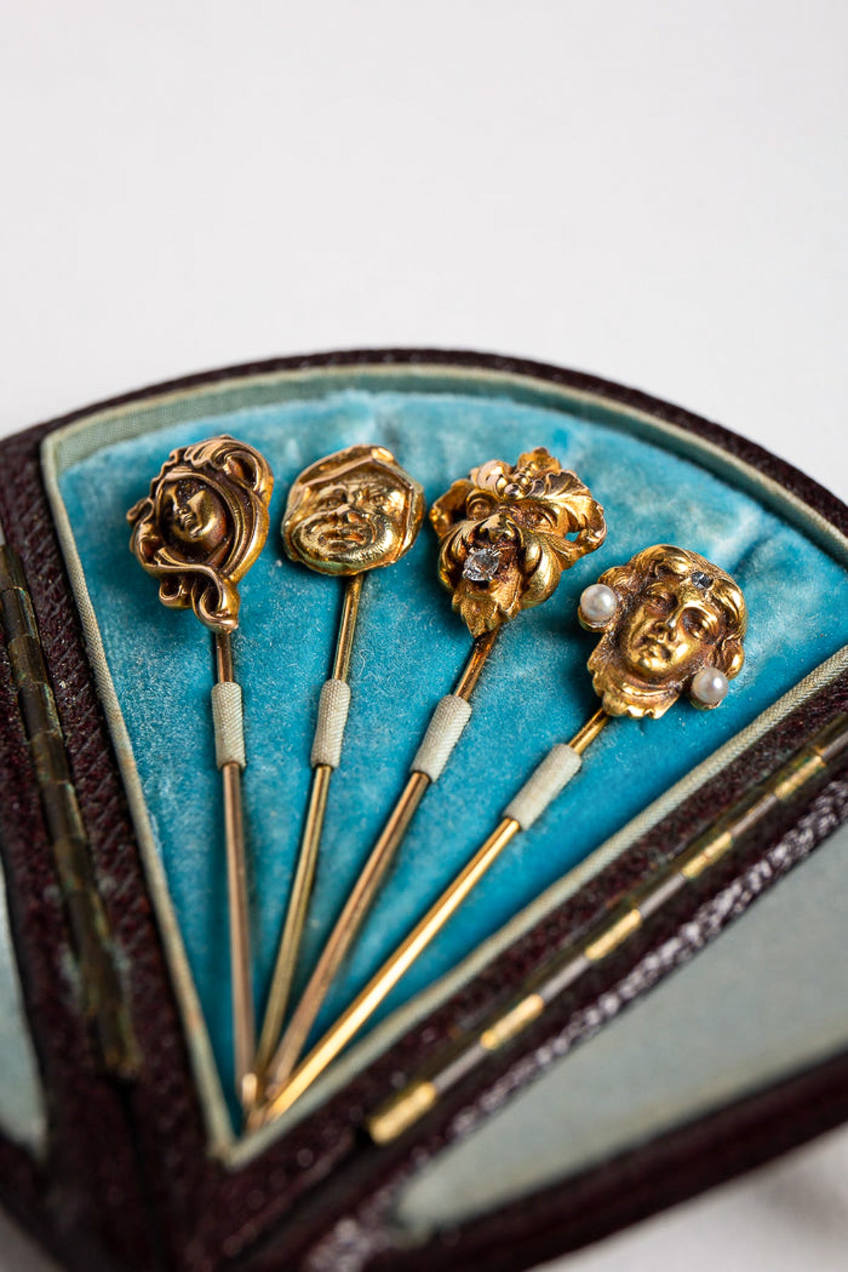 MAXFIELD PRIVATE COLLECTION | VINTAGE ART NOUVEAU DIAMOND PINS, SET OF 4