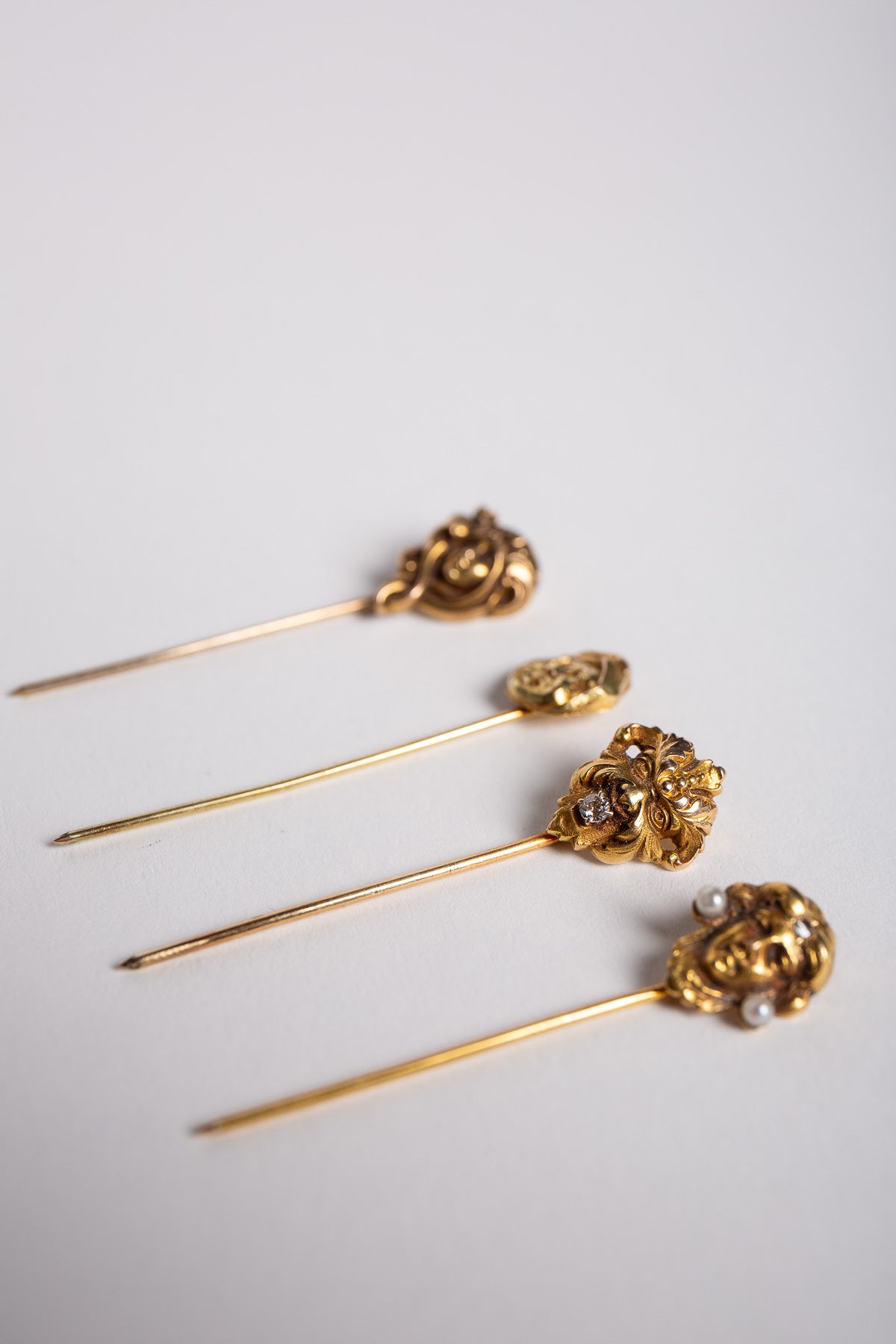 MAXFIELD PRIVATE COLLECTION | VINTAGE ART NOUVEAU DIAMOND PINS, SET OF 4 - MAXFIELD LA
