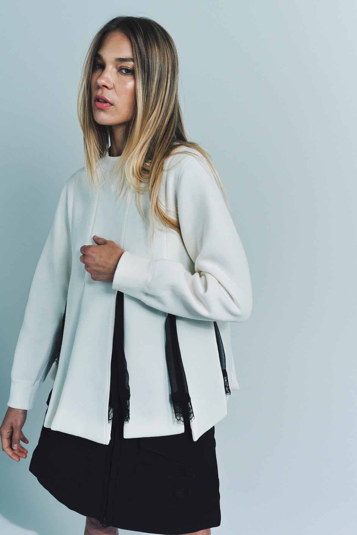 SACAI | CHIFFON MIX SPONGE PULLOVER - MAXFIELD LA