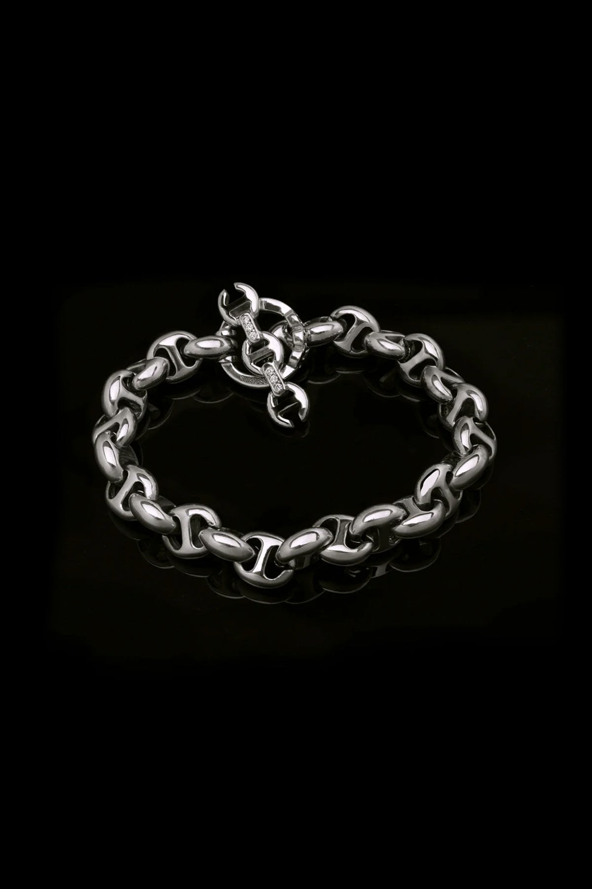 HOORSENBUHS | 10MM STERLING SILVER OPEN LINK DIAMOND BRACELET - MAXFIELD LA