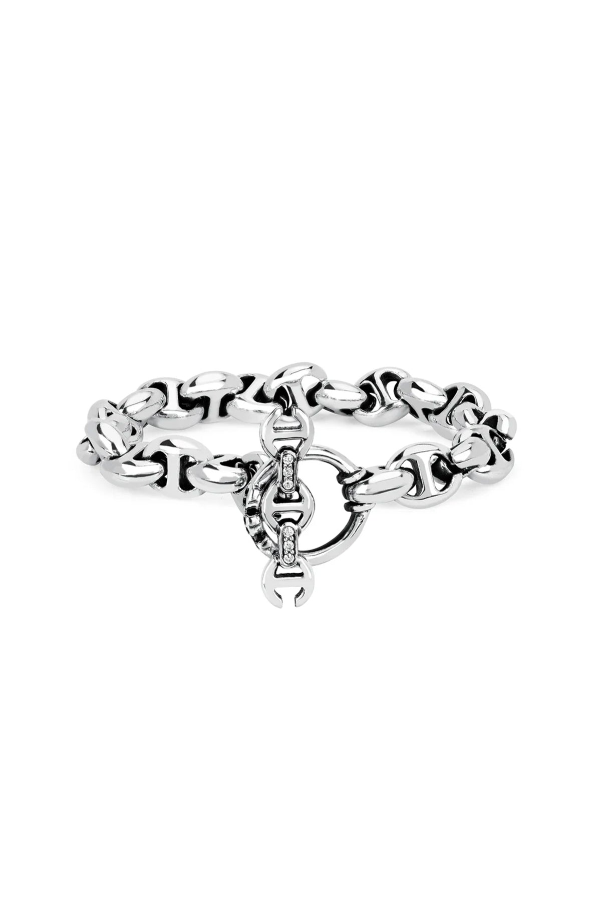 HOORSENBUHS | 10MM STERLING SILVER OPEN LINK DIAMOND BRACELET - MAXFIELD LA