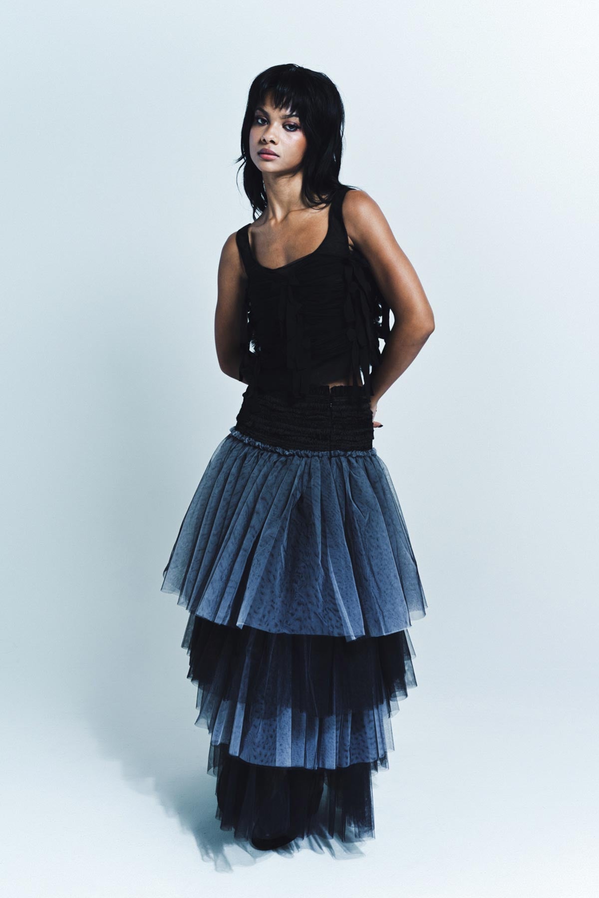 お礼や感謝伝えるプチギフト CAROLINE HU | TULLE BOWKNOT TOP カットソー(半袖/袖なし)