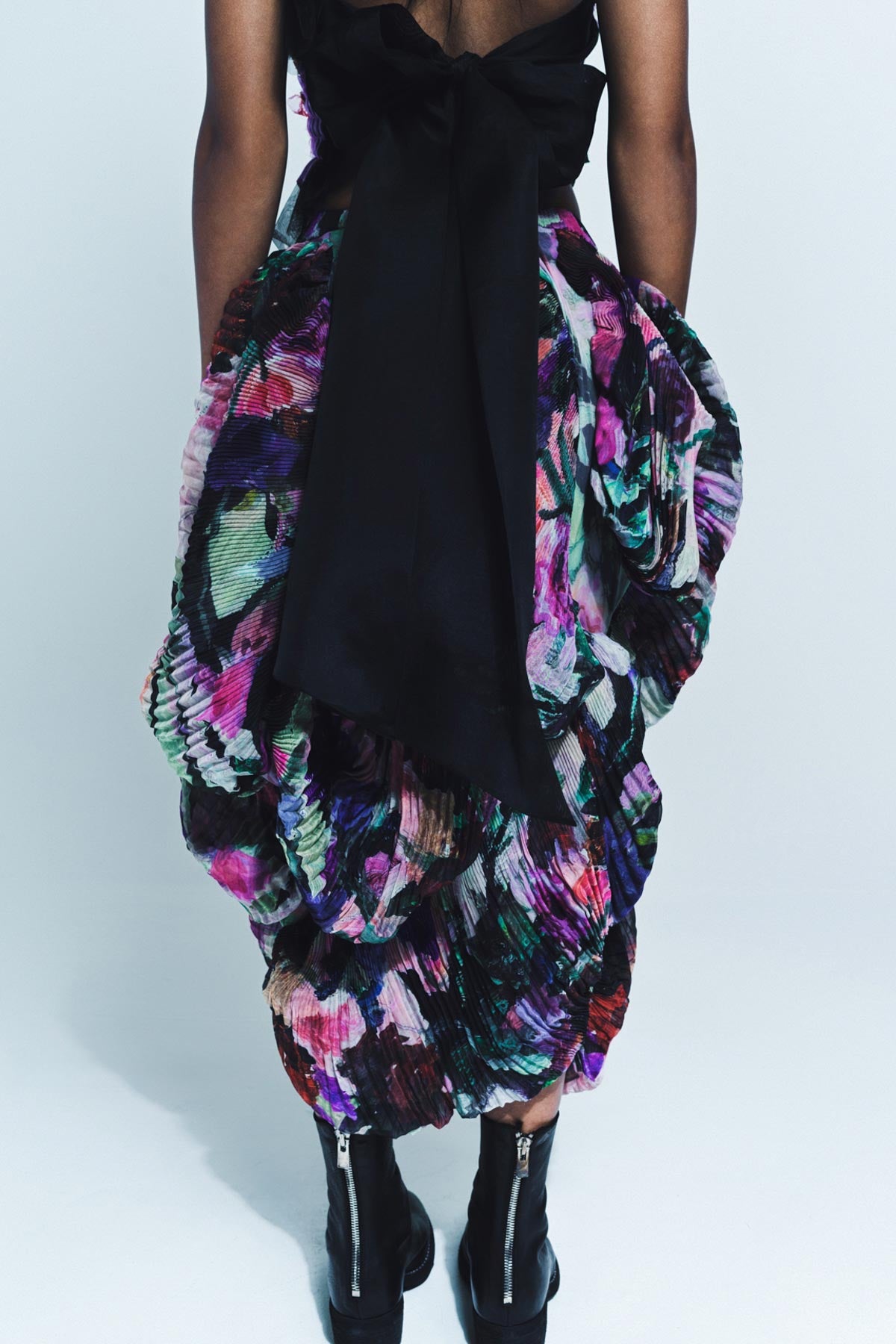CAROLINE HU | FLOWER PRINT SEASHELL PLEATED SKIRT - MAXFIELD LA
