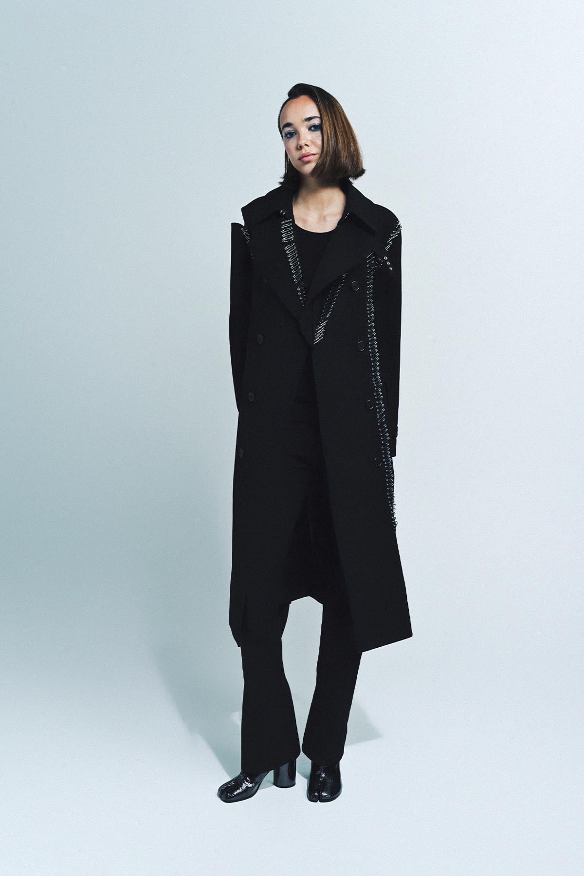NOIR KEI NINOMIYA | WOOL SAFETY PIN COAT - MAXFIELD LA