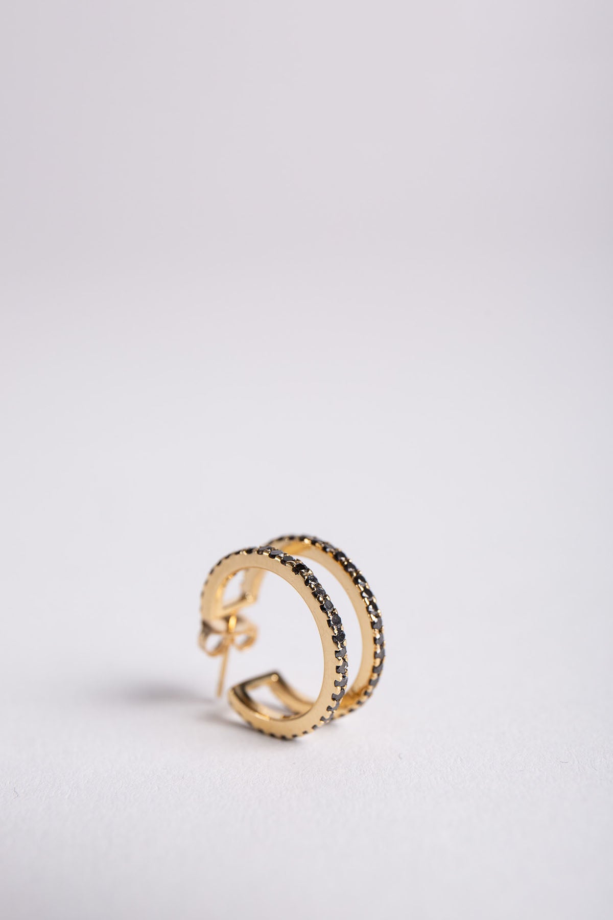 JOANNE FISKE | BLACK DIAMOND DOUBLE ROW EARRING (SINGLE)